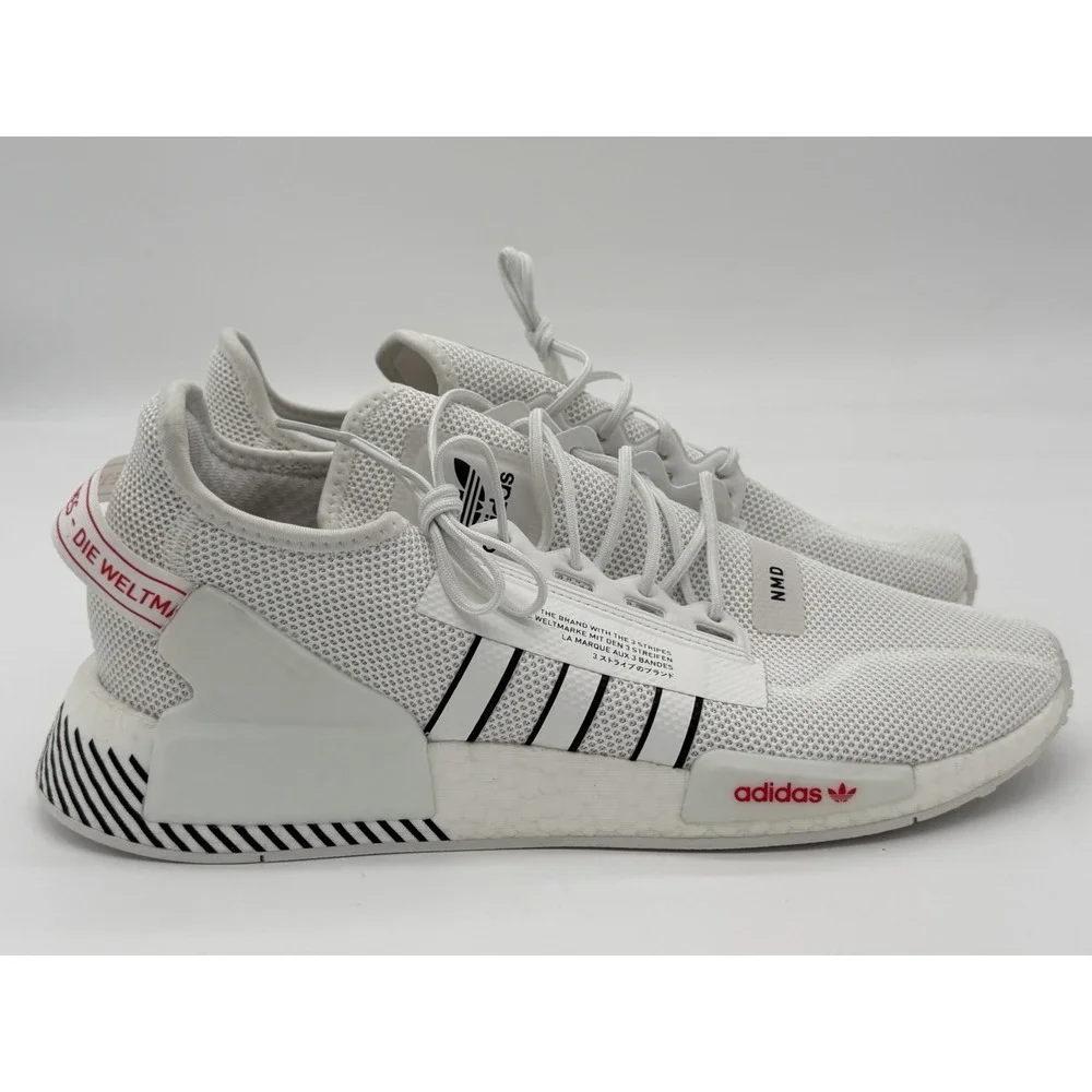 Size 11.5 - adidas NMD_R1 V2 JD Sports Exclusive White Black Scarlet HQ6629